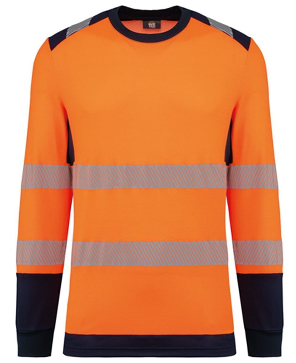 T-shirt de sécurité haute visibilité recyclé - Unisexe - WK361 - orange fluo et bleu marine