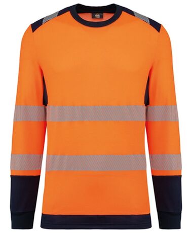 T-shirt de sécurité haute visibilité recyclé - Unisexe - WK361 - orange fluo et bleu marine