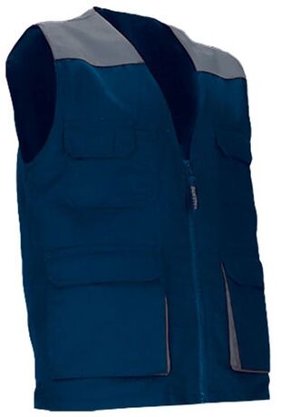Gilet de travail léger - Unisexe - REF THUNDER - bleu marine et gris ciment