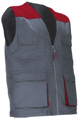 Gilet de travail léger - Unisexe - REF THUNDER - gris ciment et rouge