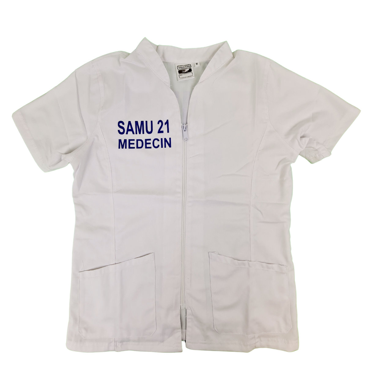 Blouse courte tunique zippée femme OSLO - personnalisée - SAMU - blanc