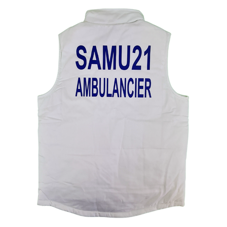 Gilet multipoches rembourré sans manches - personnalisé SAMU - WK607 - blanc