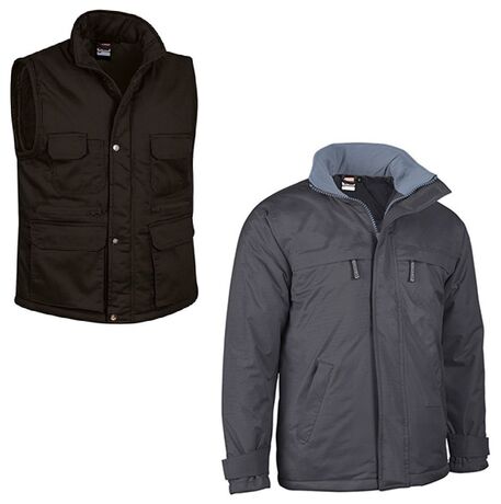 Lot PARKA Boréal gris charbon et doudoune sans manches REPORTER noir - homme