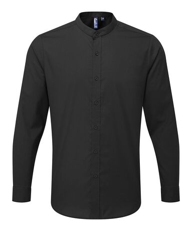 Chemise homme col grand-père - officier - PR258 - noir - manches longues