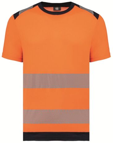 T-shirt de sécurité haute visibilité recyclé - Unisexe - WK360 - orange fluo et bleu marine