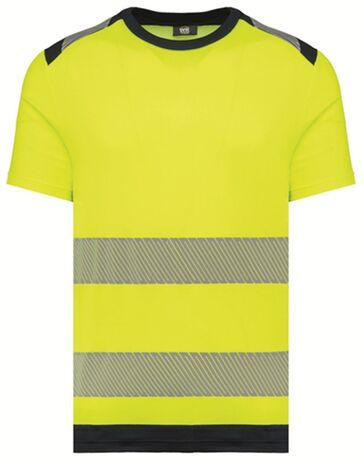 T-shirt de sécurité haute visibilité recyclé - Unisexe - WK360 - jaune fluo et bleu marine