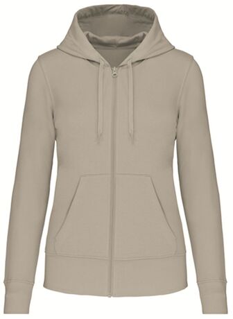 Sweat à capuche zippé écoresponsable - Femme - K4031 - beige clay