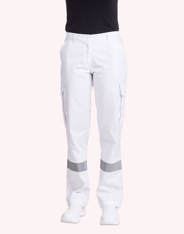 Pantalon ambulancier FEMME - blanc - bandes réfléchissantes