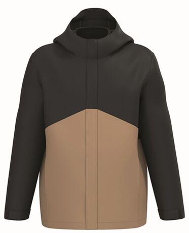 Parka 3 en 1 bicolore imperméable à capuche - Unisexe - K6169 - beige camel et noir