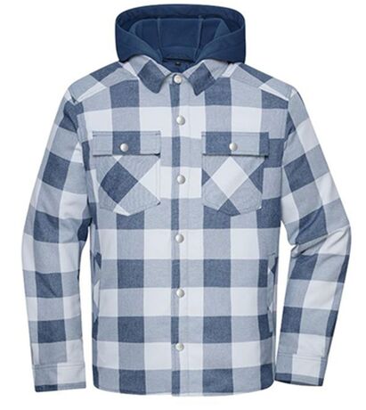 Veste surchemise à carreaux - Unisexe - JN1872 - bleu et gris