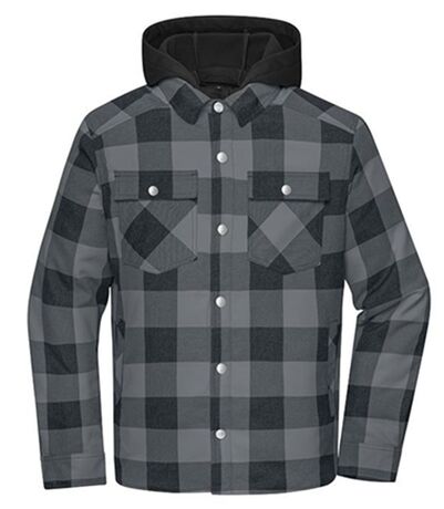 Veste surchemise à carreaux - Unisexe - JN1872 - noir et gris