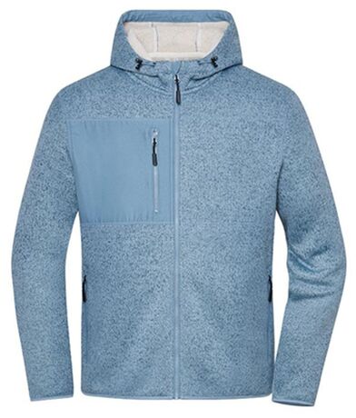 Polaire tricot doublée sherpa - Unisexe - JN1874 - bleu acier mélange nature