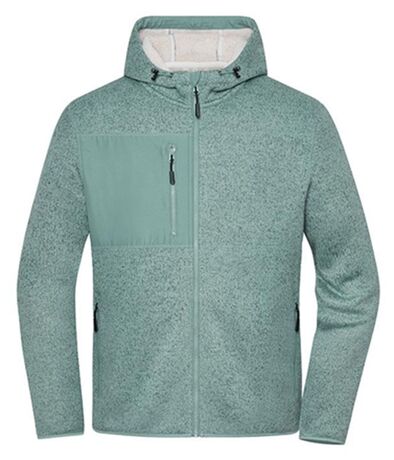 Polaire tricot doublée sherpa - Unisexe - JN1874 - vert brumeux et mélange nature