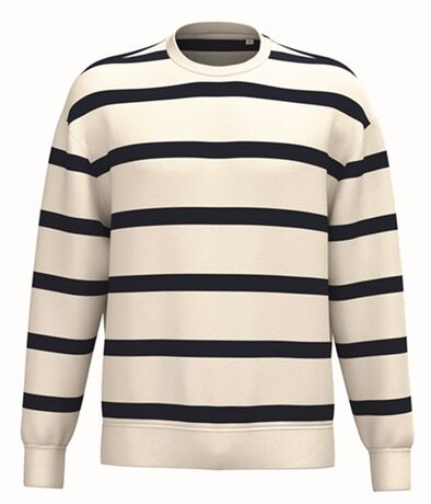 Sweat marin - Rayure et épaules tombantes - Unisexe - PAT450 - beige ivoire