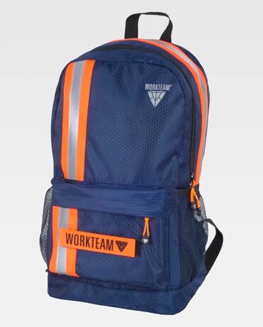 Sac à dos haute visibilité - sécurité WFA440 - bleu marine et orange fluo
