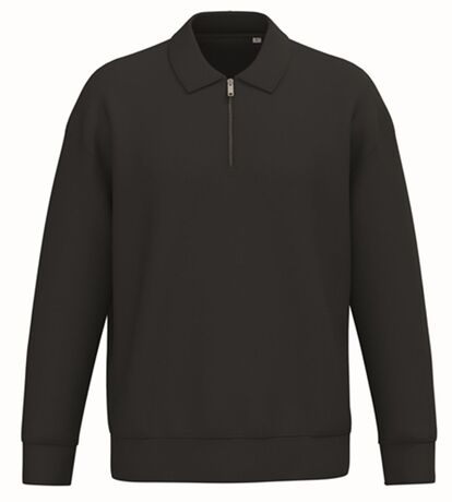 Sweat col polo quart zip - Unisexe - PAT432 - noir