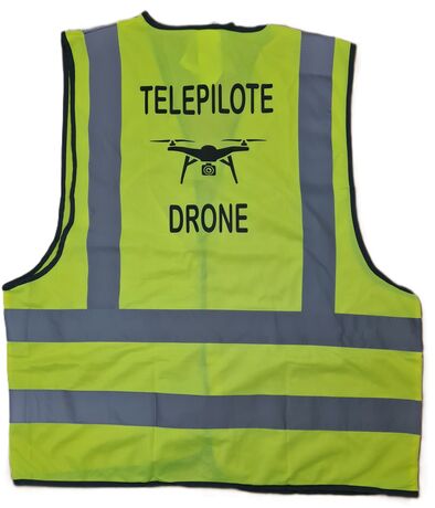 Gilet de sécurité - jaune fluo - marquage au dos TELEPILOTE DRONE