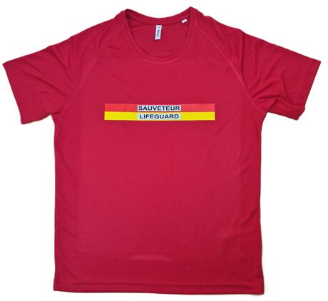 T-shirt respirant SAUVETEUR - LIFEGUARD - homme - rouge