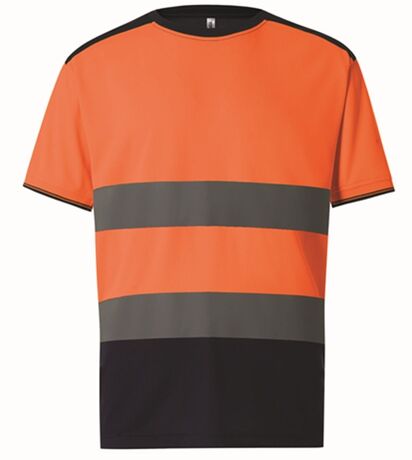 T-shirt bicolore de sécurité haute visibilité - HVJ400 - orange fluo et bleu marine