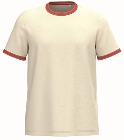 T-shirt à bords contrastés - Homme - PAT360 - beige ivoire et paprika
