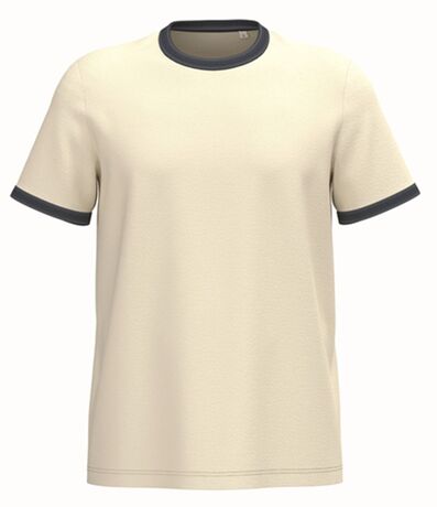 T-shirt à bords contrastés - Homme - PAT360 - beige ivoire et bleu marine