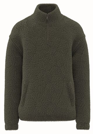 Sweat-shirt 1/4 zip - Unisexe - PATS403 - vert kaki