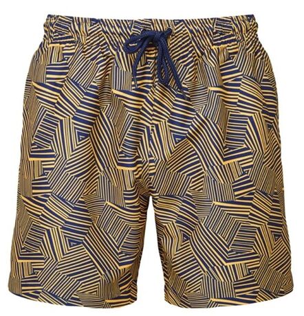 Short de bain pour homme - WB900 - bleu marine et moutarde