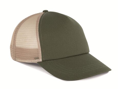 Casquette trucker 5 panneaux - KP240 - vert et beige