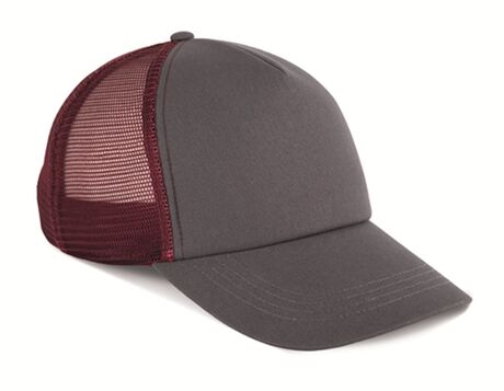 Casquette trucker 5 panneaux - KP240 - gris shark et rouge wine