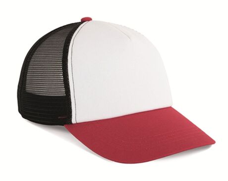 Casquette trucker 5 panneaux - KP240 - blanc rouge et noir
