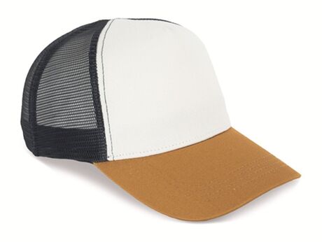 Casquette trucker unisexe - PAT035 - beige ivoire - curcuma - bleu marine