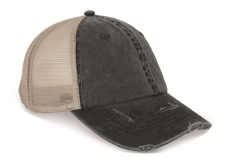 Casquette trucker  effet déchiré unisexe - PAT027 - noir et beige