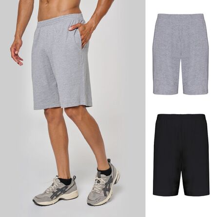 Lot 2 shorts légers - jersey Homme - PA151- gris chiné et noir