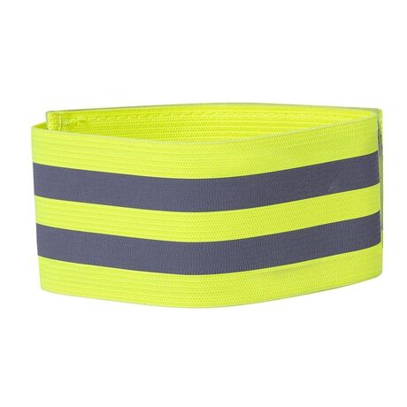 Brassard élastique - 2 bandes réfléchissantes - taille unique - jaune fluo