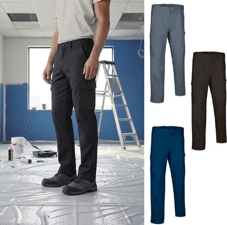 Lot de 3 Pantalons de travail multipoches - Homme - QUARTZ - noir gris et bleu marine
