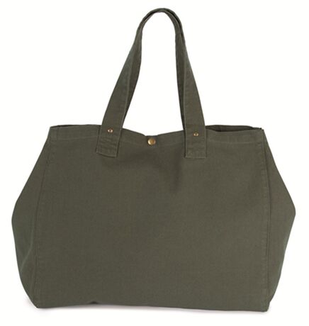 Sac shopping en coton délavé - KI3208 - vert foncé kombu