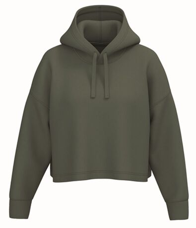 Sweat à capuche crop - Femme - vert kaki