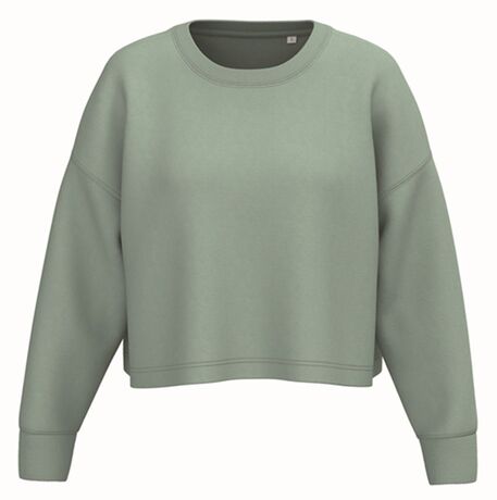 Sweat crop col rond - Femme - vert amande