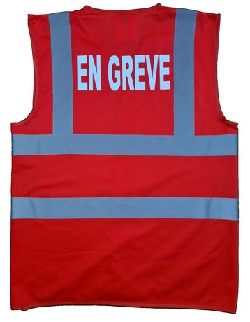 Gilet de sécurité - Marquage au dos EN GREVE - rouge texte blanc