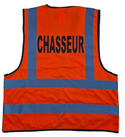 Gilet de sécurité - orange fluo - marquage au dos CHASSEUR