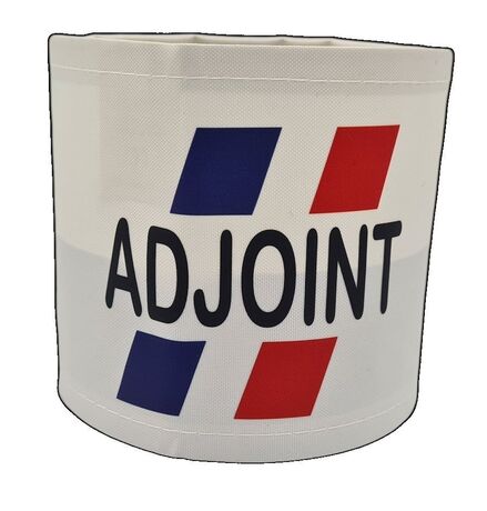 Brassard de sécurité identification -  ADJOINT drapeau bleu blanc rouge - blanc