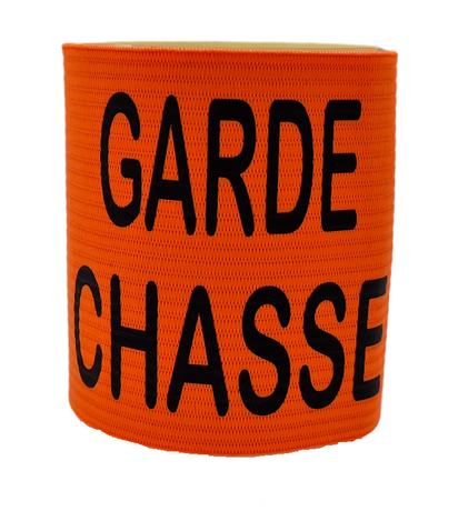 Brassard élastique marqué GARDE CHASSE - orange fluo