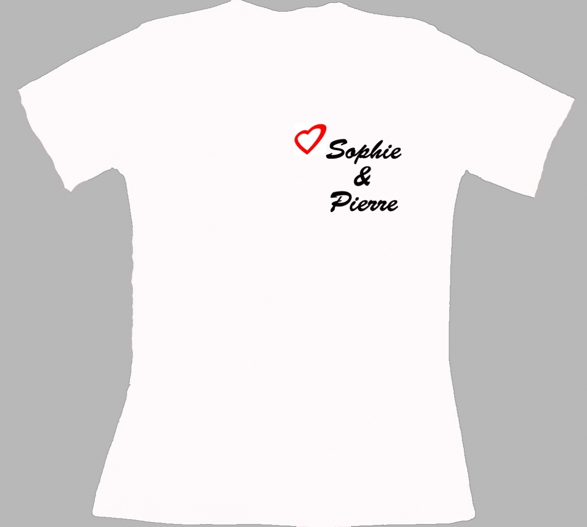 T-shirt femme personnalisé avec prénoms et coeur - Idée cadeau St Valentin - Mariage