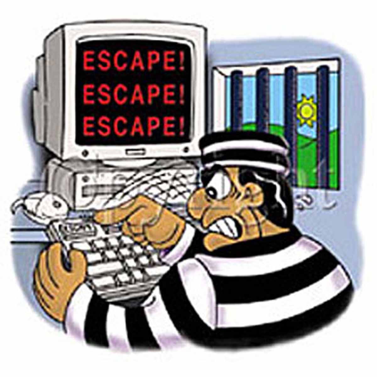 T Shirt Femme Manches Courtes Prisonnier Evasion Escape Humour Ordinateur Blanc T Shirt Femme Manches Courtes Prisonnier Evasion Escape Humour Ordinateur Blanc