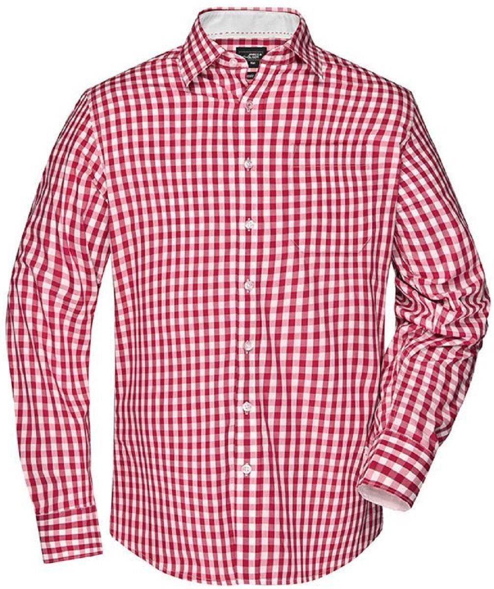 Chemise Manches Longues Carreaux Vichy HOMME JN617 Rouge chemise-manches-longues-carreaux-vichy-homme-jn617-rouge