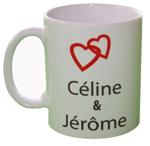 Mug personnalisé prénoms et coeur - idée cadeau Saint Valentin