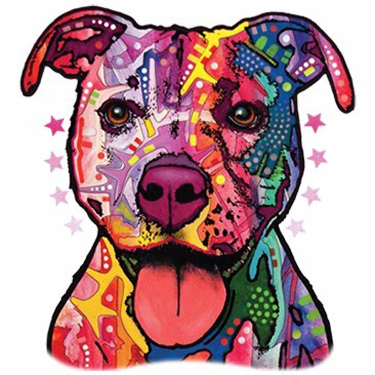 T-shirt FEMME manches courtes - Chien American Pitbull Terrier couleurs - 11576 - blanc