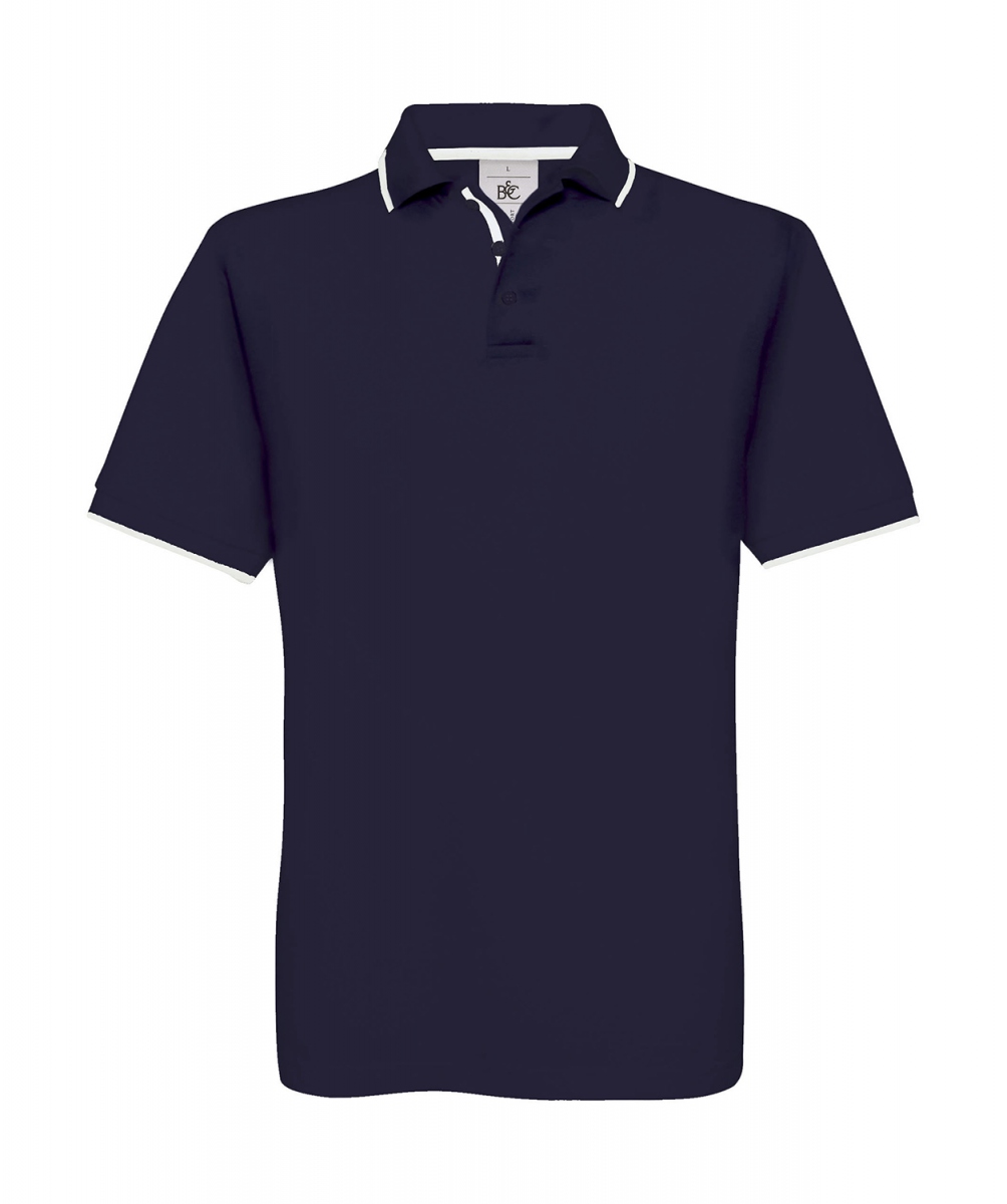 Polo manches courtes inserts contrastés - homme - PU413 - bleu marine