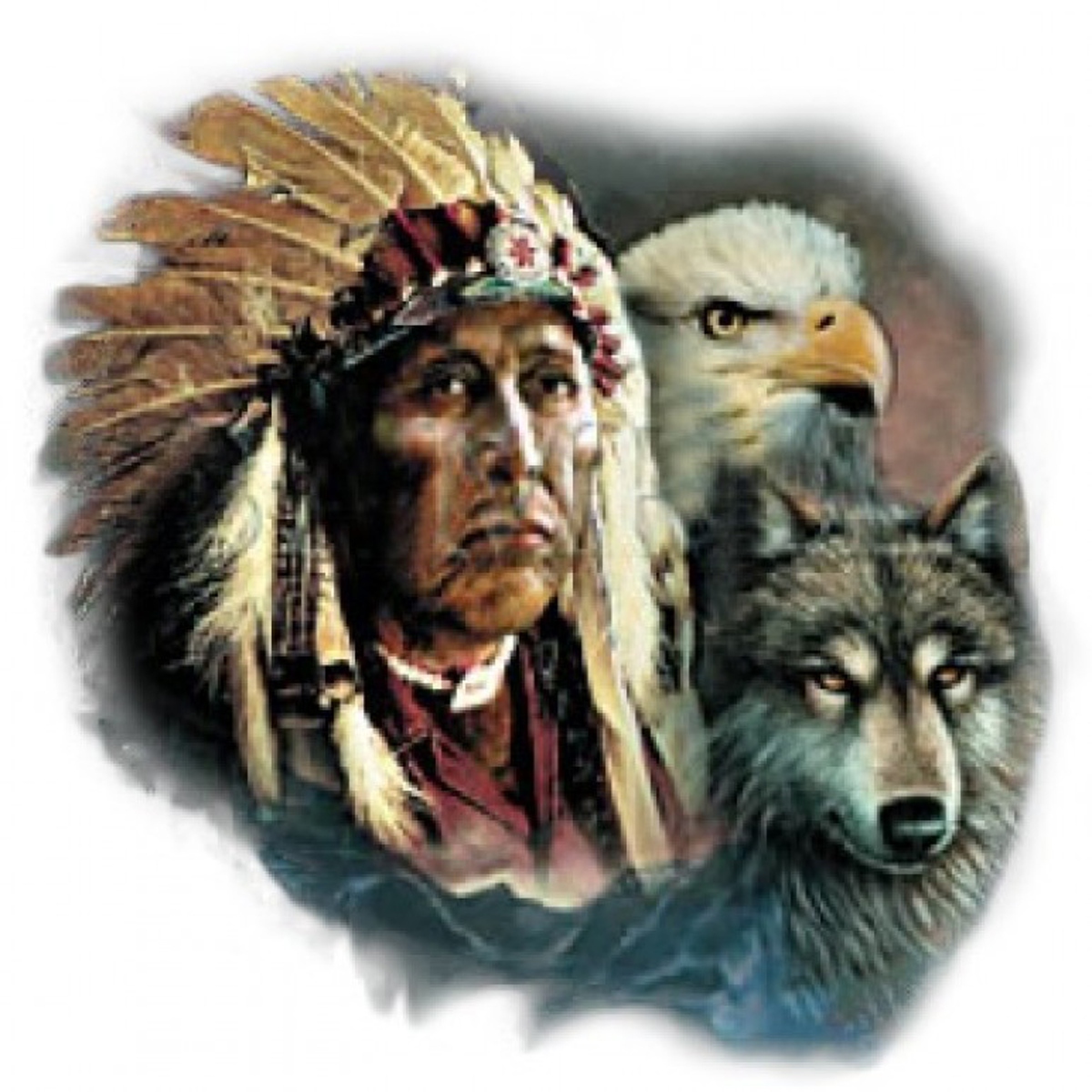T Shirt Homme Indien Aigle Loup T Shirt Homme Indien Aigle Loup