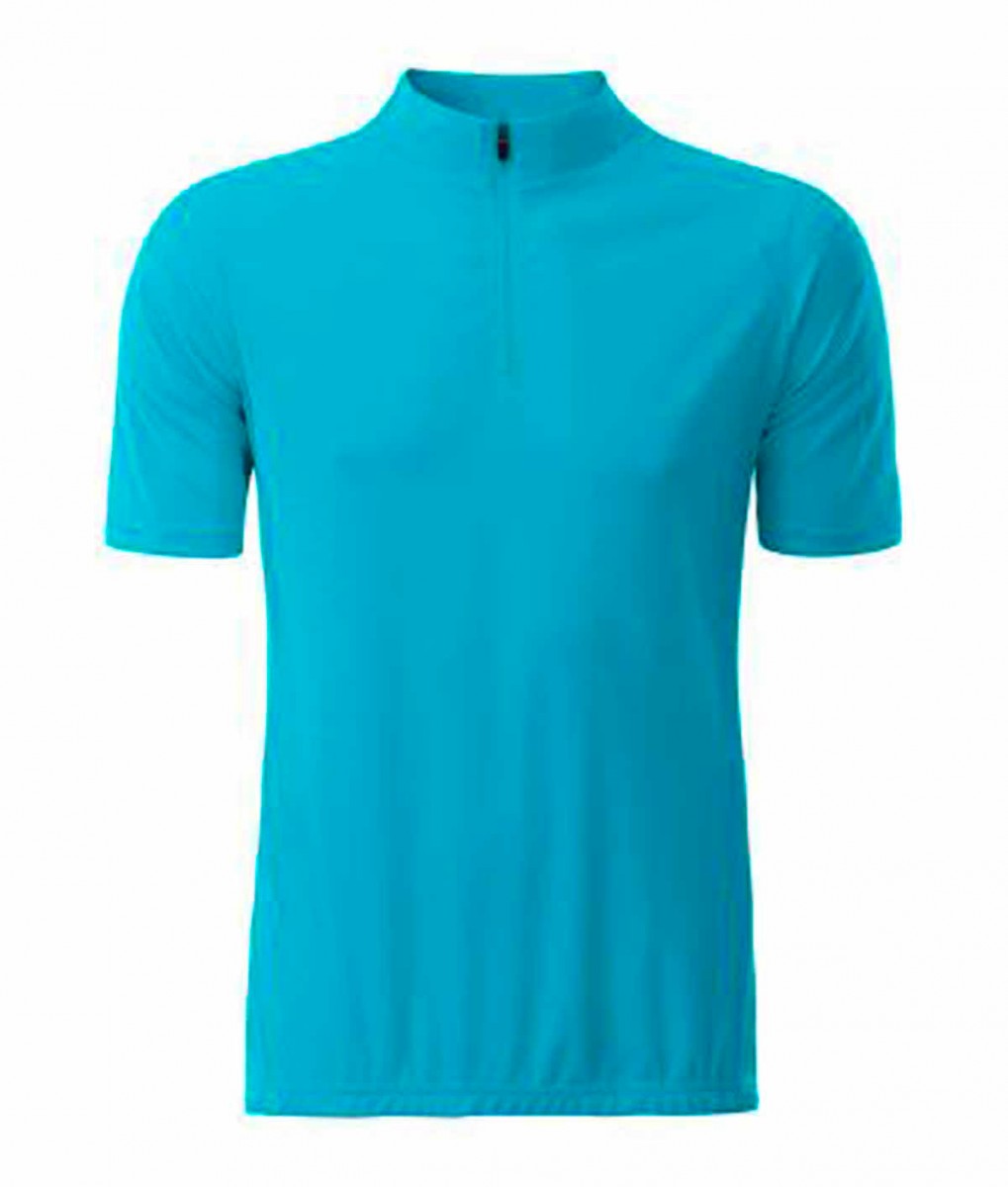 maillot cycliste zippé - HOMME - JN512 - bleu turquoise